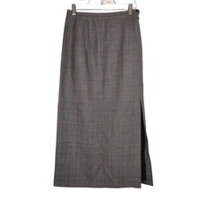 Harve Benard Womens 10 Long Skirt 100 Wool Heather Gray Lined Grid Plaid