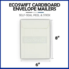 1 6 x 8 EcoSwift White CD/DVD Photo Ship Flats Cardboard Envelope Mailer Mailers