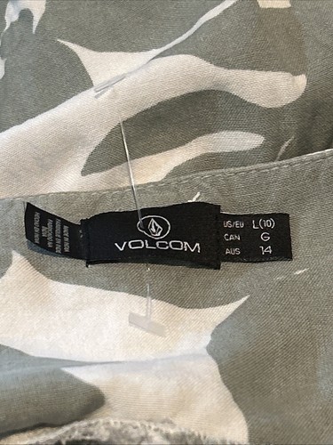 VOLCOM COCO HO TIERED MINI DRESS (10) L White & Green Flowers Adjustable Straps - Picture 7 of 12