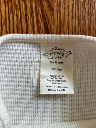 Persnickety Long Sleeve Cream Top Girls Size 12 Ruffle Gray Striped Hem - Picture 7 of 12