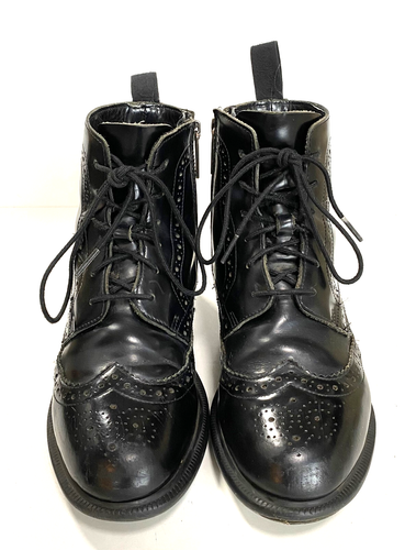 Ladies DR MARTENS DELPHINE Black leather Brogue boots Size UK 4 eur37 - Picture 2 of 5