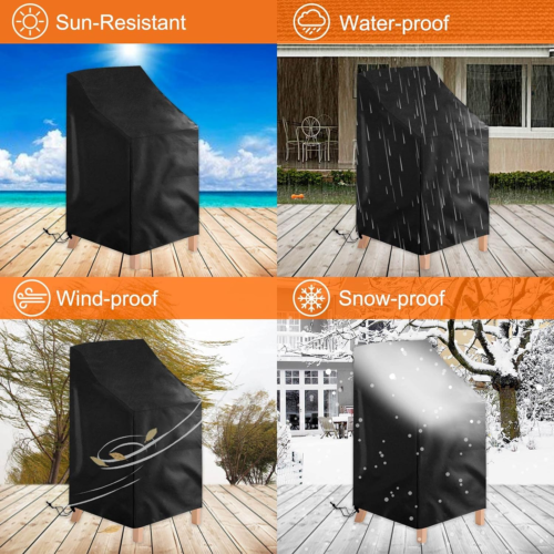 Waterproof Stackable Chair Covers, Outdoor Patio Furniture Covers Stacked Chair - Picture 6 of 12