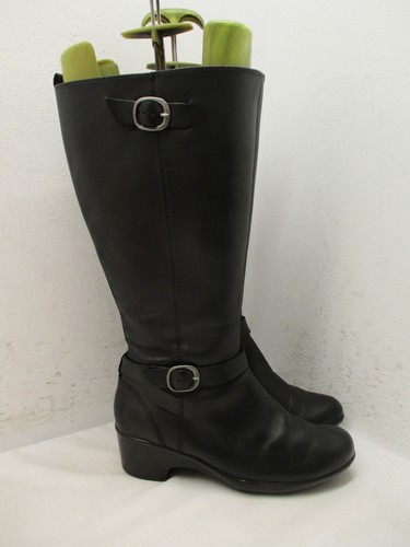 Clarks Knee High Black Leather Boots Womens Size 7.5 M