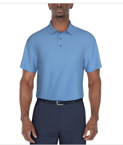 NWT PGA Tour Golf Polo Shirt Mens Medium Ethereal Blue Check Short Sleeve - Picture 9 of 9