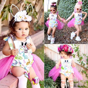 New-Newborn-Baby-Girls-Bunny-Bodysuit-Tulle-Dress-Romper-Jumpsuit-Clothes-Summer