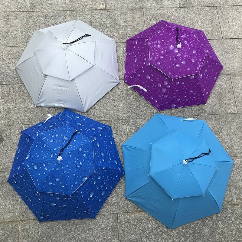 Portable Fishing Hats Umbrella Creative Double Folding Rainproof Sun Protection Portable Fishing Hats Umbrella Creative Double Folding Rainproof Sun Protection