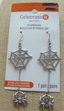 NWT Celebrate It Spider Web Crystal Collectible Dangle Earrings Nickel-free Hook