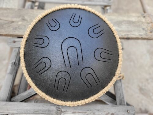 Fine Tuned 14" inches 9 Tone Dual Tongue Musical Steel Hand Pan Drum Yoga Sound - Picture 3 of 10