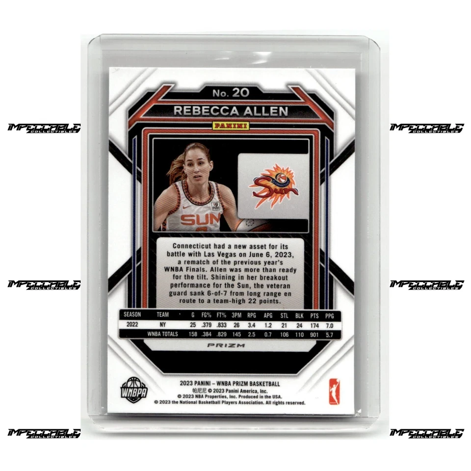 2023 Panini Prizm WNBA - Rebecca Allen #20 Silver Prizm SP - Image 2 of 2