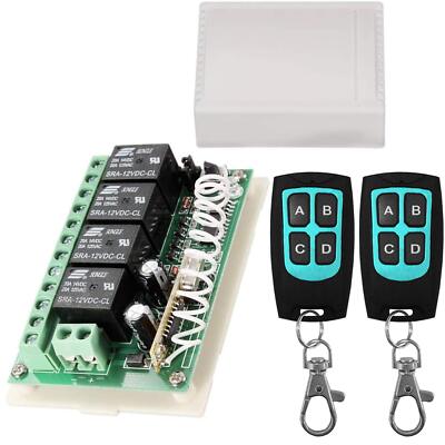 12V Relay Remote Switch Wireless RF Remote Control Switch 4 Channel Relay Mod...