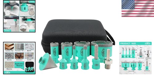 10-Piece High-Efficiency Diamond Drill Bits for Tile and Stone - Max 11000 RPM - Picture 2 of 8