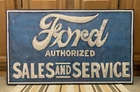 Ford Sales Service Sign Vintage Style Wall Decor Tools Parts Gas Oil Canvas