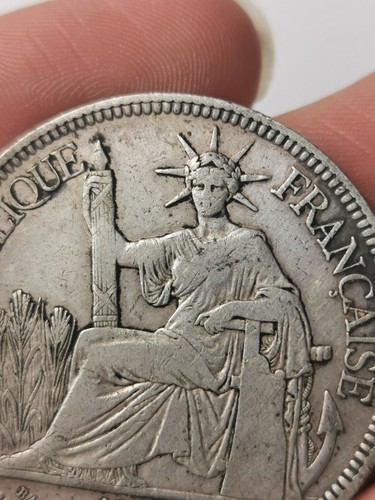French Indochina 1886 Silver French Indo-China 10 Cents Coin Very Fine - Picture 6 of 13