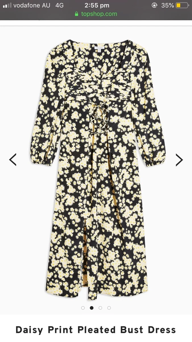 Topshop Daisy Floral Pleated Bust Midi Dress UK 8 AU 8 Fantastic