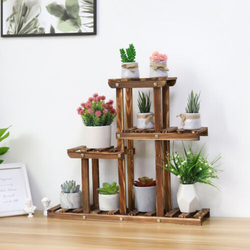 Extra Large Wood Plant Stand Flower Steady Carbonized Rack Outdoor Yard Patio - Picture 41 of 83