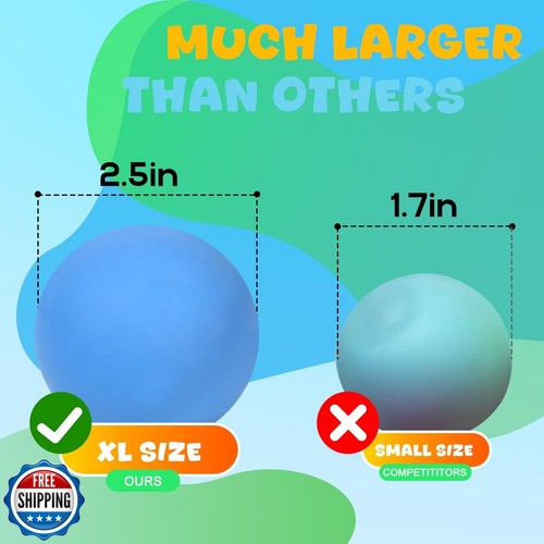 Stress Balls 24 Pack for Kids Adults, 2.5" XL Sensory Squishy Balls Bulk, Squ - Picture 2 of 5
