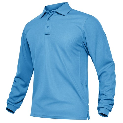 Tacvasen Men's Long Sleeve Polo Shirts Golf Sport Quick Dry Hiking Team Work Tee - Picture 49 of 209