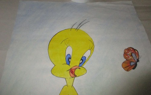 Signiert Pat Boyette 95 Skizze Kunst Gemälde auf Papier Tweety Vogel 11 6/8 x 17 6/8" - Bild 7 von 11
