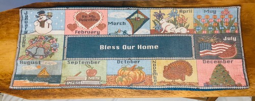 12 Season Bless Our Home Tapestry Table Runner/Wall Decor - Picture 2 of 6