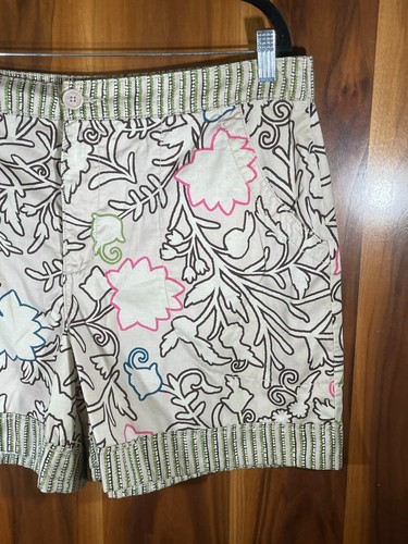 Knox Rose Beige Floral Striped High-Waist Relaxed Fit Casual Shorts Size XL - Picture 3 of 16