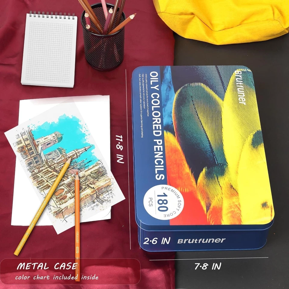 180 Coloured Pencils, Professional Drawing Set, Numbered, Soft Core Colouring Pe - image 3 of 4