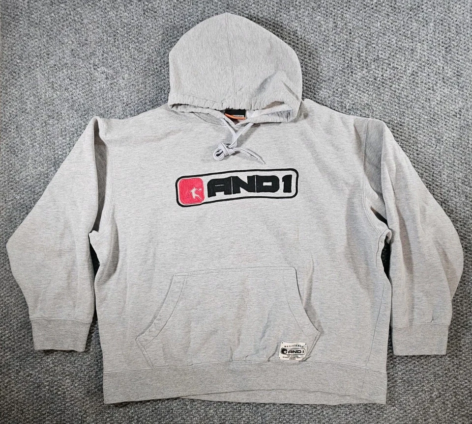 Sudadera con Capucha And1 Para Hombre XXL Gris Y Un Suéter Streetball Baloncesto Y2K De Colección Foto 2 de 4