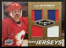 2010-11 UD Black Diamond Quad Jersey Lanny McDonald Gold /25 Flames SP 2-colour