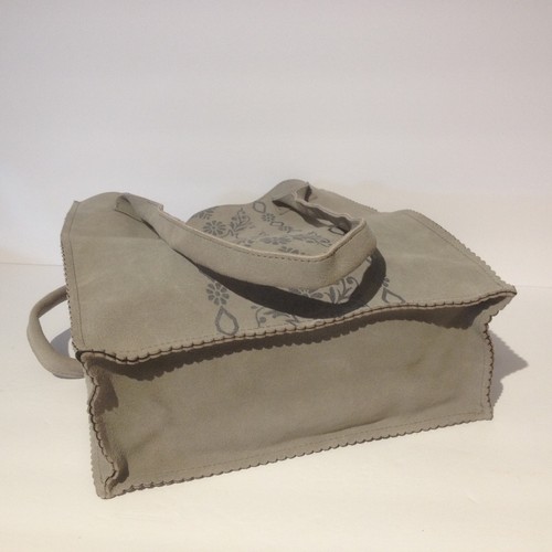 Liz Claiborne Leather Gray Tote Bag Purse Embossed Print NEW NWT Grey Boho Suede - Picture 15 of 19