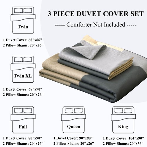 Cotton Grid Plaid Duvet Cover Set Queen Modern Reversible Checkered Bedding Set - Bild 6 von 9