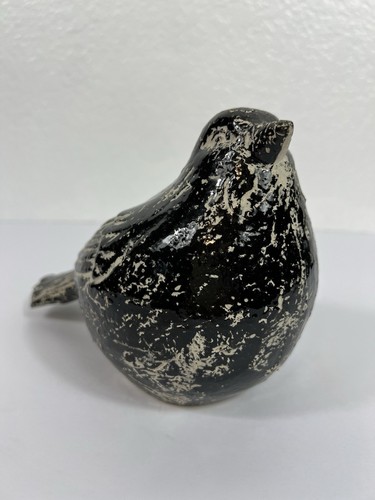 Vintage Art Pottery Fat Bird Black Hand Painted/Glazed Bird Figurine - Picture 2 of 8