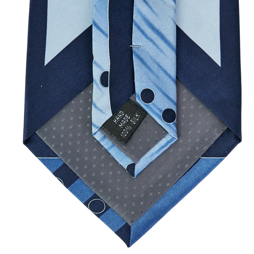 Corbata Stacy Adams Para Hombres 100% Seda Diseñador Abstracto Azul Rayas Círculo Patrón Foto 4 de 4