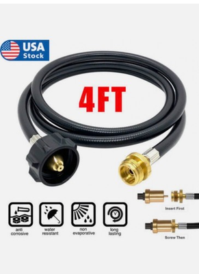 #ad Propane Adapter Hose 4 Feet Cooking Converter Replacement Tank Grill Gas Connect $16.24