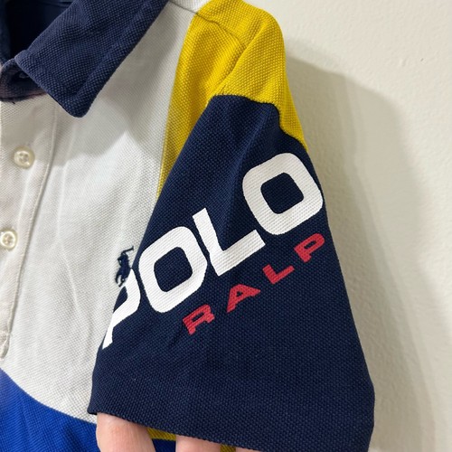 Polo Ralph Lauren Boys Kids 5 Colorblock Short Sleeve Polo Shirt Pony Y2K Retro - Picture 4 of 8