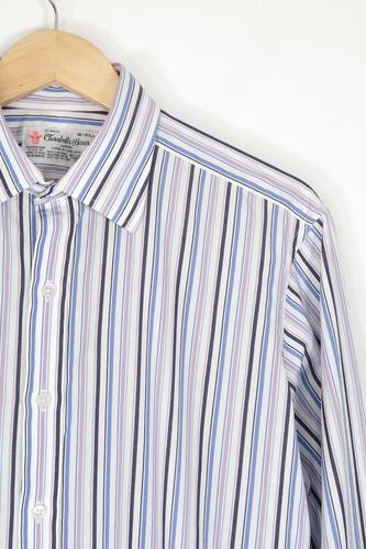 Turnbull & Asser Shirt Mens 16" 41cm Blue Purple Stripe Long Sleeve - Picture 1 of 8