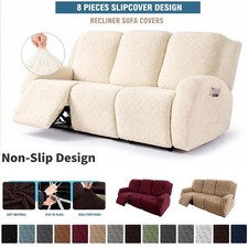 Recliner Chair Cover 1 2 3 Seater Stretch Slip On Sofa Couch Covers Side Pocket