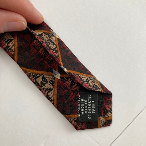 Vintage Deadstock Oscar de la Renta Neckwear 100% Silk Geometric Print Wide Tie - Picture 7 of 7