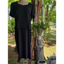 Talbots Black Layered Top Midi Dress Size 12