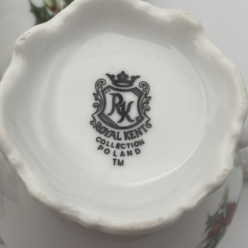 Royal Kent Weihnachten Holiday Stechpalme Teetasse Milchkännchen und Zuckerdose Set OHNE DECKEL EUC - Bild 7 von 11