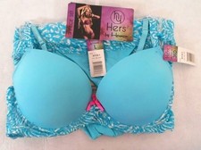 NWT Hers by Herman Turquoise Print Bra, Panty, Thong Set. Various Sizes.