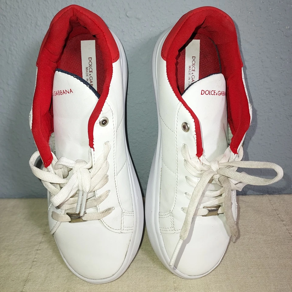 sz 6.5 US D&G Dolce & Gabbana Low-Top Sneakers Red White Navy - Image 2 of 4