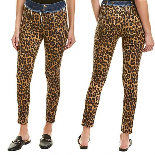 Jeans ajustados Nicole Miller Artelier MULTICOLOR leopardo peludo, EE. UU. 30 - Imagen 3 de 4
