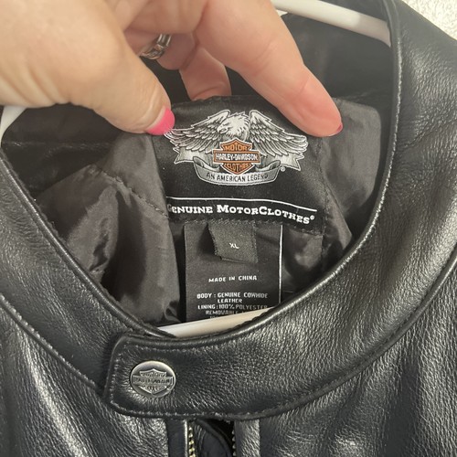 Harley Davidson Uomo SPOILER Giacca di Pelle Nero XL con Fodera - Foto 3 di 10