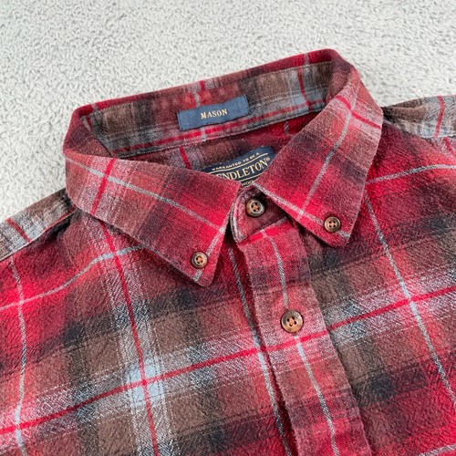 Pendleton Shirt Mens XL Red Mason Flannel Plaid Button Up Workwear Outdoor - Picture 3 of 9