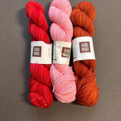 SHIBUI SOCK YARN - 3 Skeins - Pink Red Rust 191yds Superwash Merino - NOS
