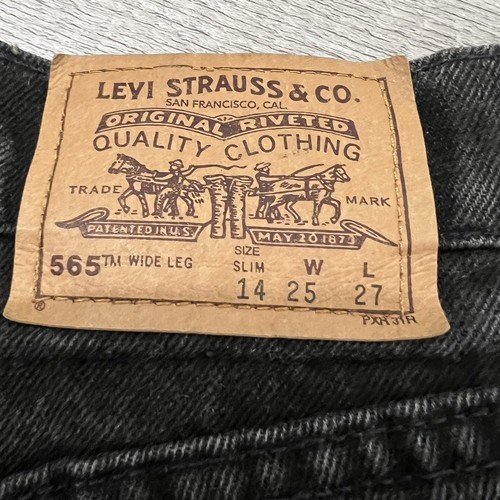 Vintage Levi’s Orange Tab Damen 565 Wide Leg Jeans Größe 25 Taille verwaschen schwarz - Bild 4 von 7