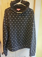 Edikted Chelsie Polka Dot Hoodie Black and White Pink Logo On Back Size Medium