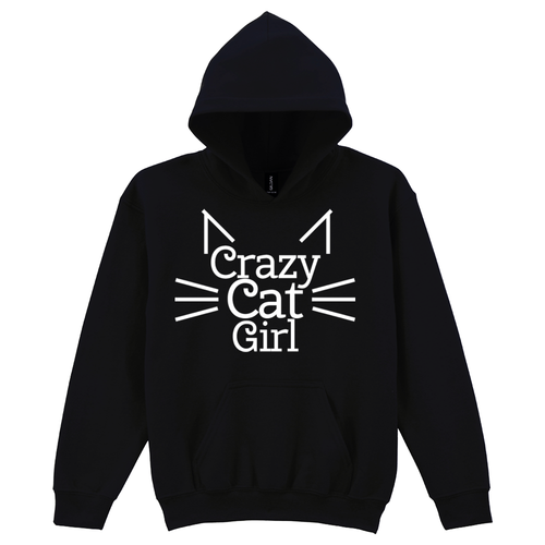 Kids Crazy Cat Girl Hoodie • Hood Pullover Top Unisex Hoody - Picture 11 of 21