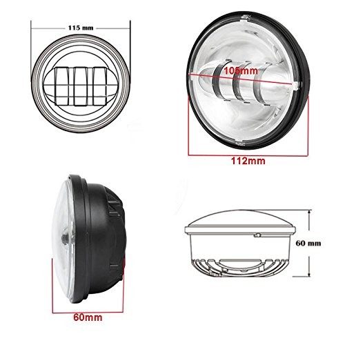 LED Nebelscheinwerfer 4,5 Zoll Chrom Motorrad Projektor Abblendleuchten 2 Stück - Bild 8 von 8