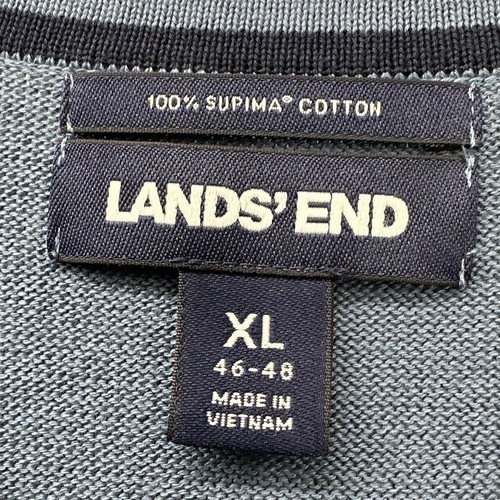 Lands End Pullover Herren XL Weste Blau Supima Baumwolle V-Ausschnitt Pulli Küstenstrick - Bild 2 von 7