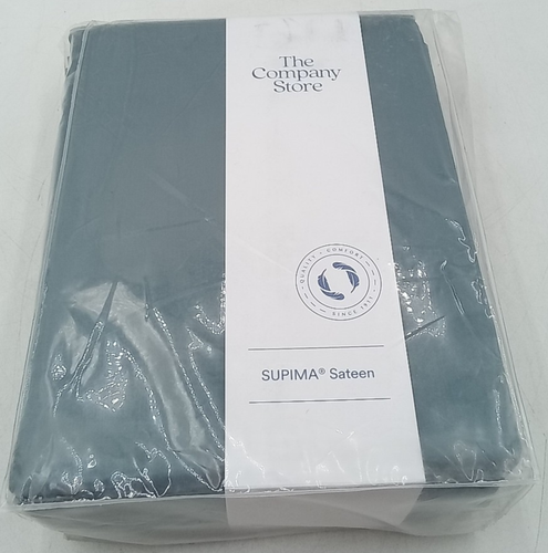 The Company Store Set Lenzuola Cotone 4pz King Acciaio Blu Nuovo